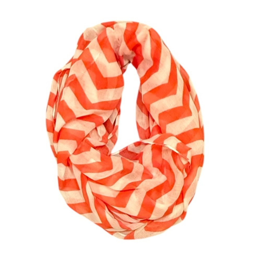 Etcetera by Carlisle White and Orange Chevron Infinity Scarf